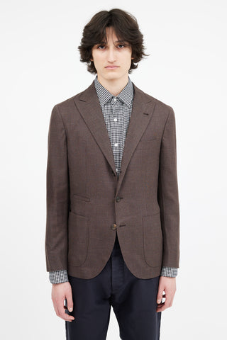 Brunello Cucinelli Brown Wool 
Silk Blend Blazer