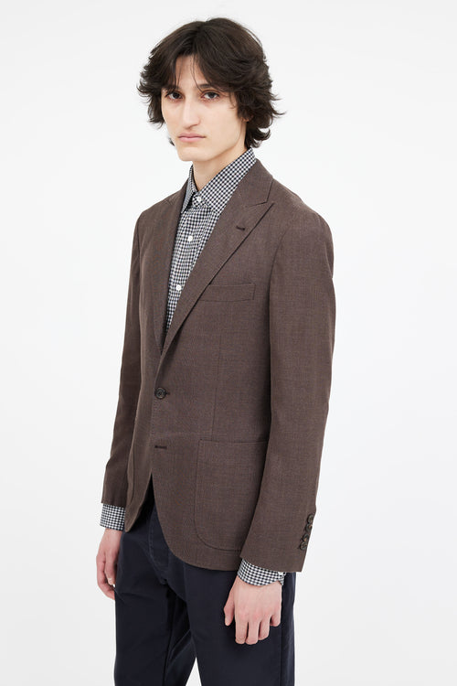 Brunello Cucinelli Brown Wool 
Silk Blend Blazer