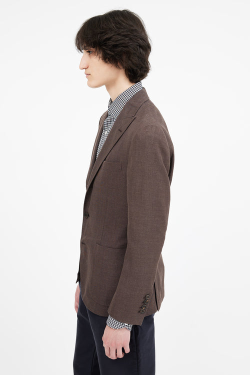 Brunello Cucinelli Brown Wool 
Silk Blend Blazer