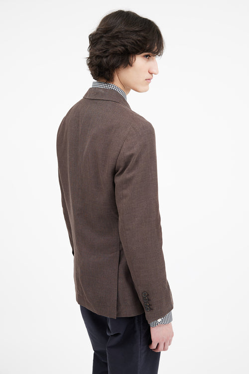 Brunello Cucinelli Brown Wool 
Silk Blend Blazer