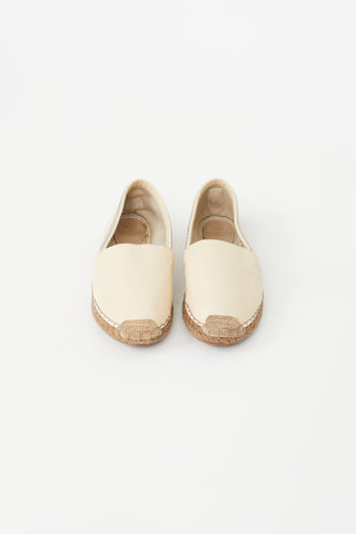 Brunello Cucinelli Cream Monili Leather Espadrille