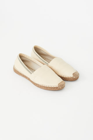 Brunello Cucinelli Cream Monili Leather Espadrille