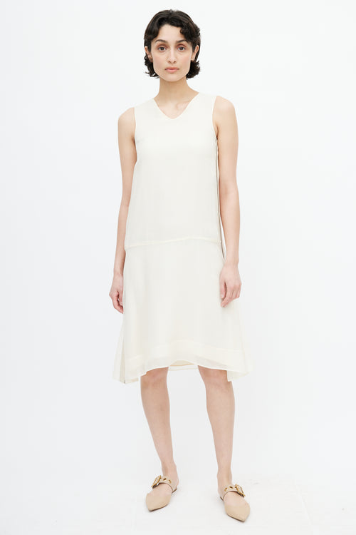 Brunello Cucinelli Cream Monili Silk Dress