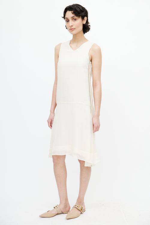 Brunello Cucinelli Cream Monili Silk Dress