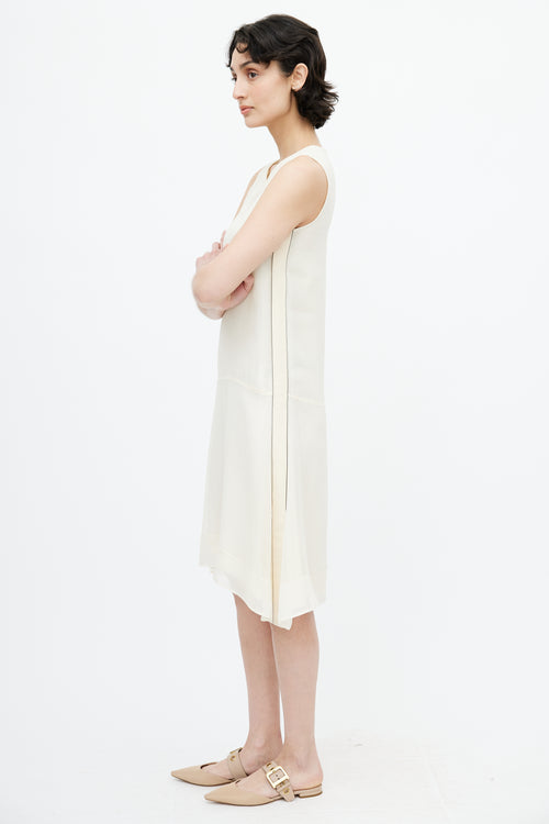 Brunello Cucinelli Cream Monili Silk Dress