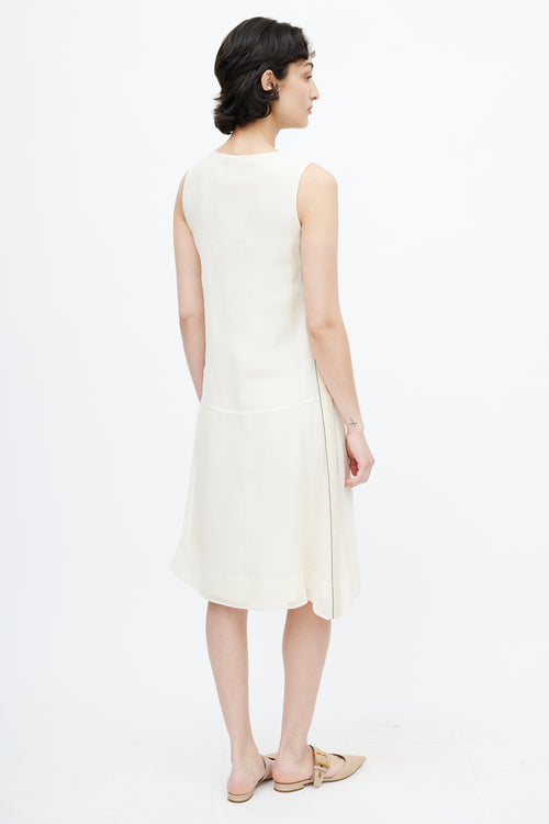 Brunello Cucinelli Cream Monili Silk Dress