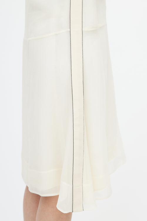 Brunello Cucinelli Cream Monili Silk Dress