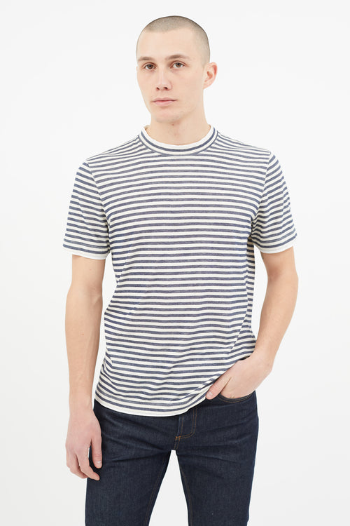 Brunello Cucinelli Cream 
Navy Stripe T-Shirt