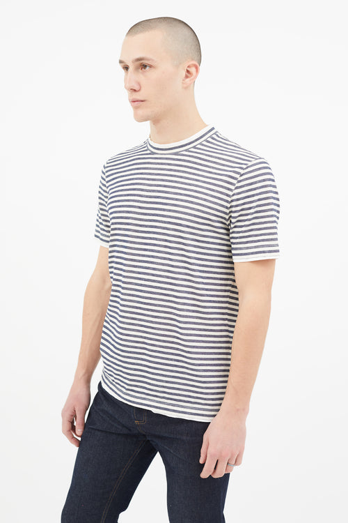 Brunello Cucinelli Cream 
Navy Stripe T-Shirt