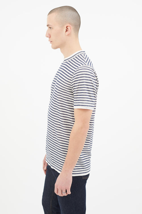 Brunello Cucinelli Cream 
Navy Stripe T-Shirt