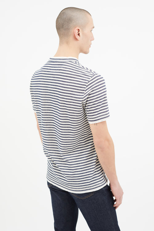 Brunello Cucinelli Cream 
Navy Stripe T-Shirt