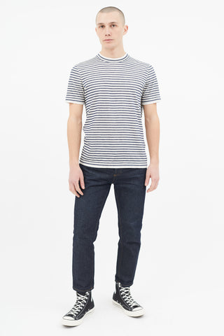 Brunello Cucinelli Cream 
Navy Stripe T-Shirt