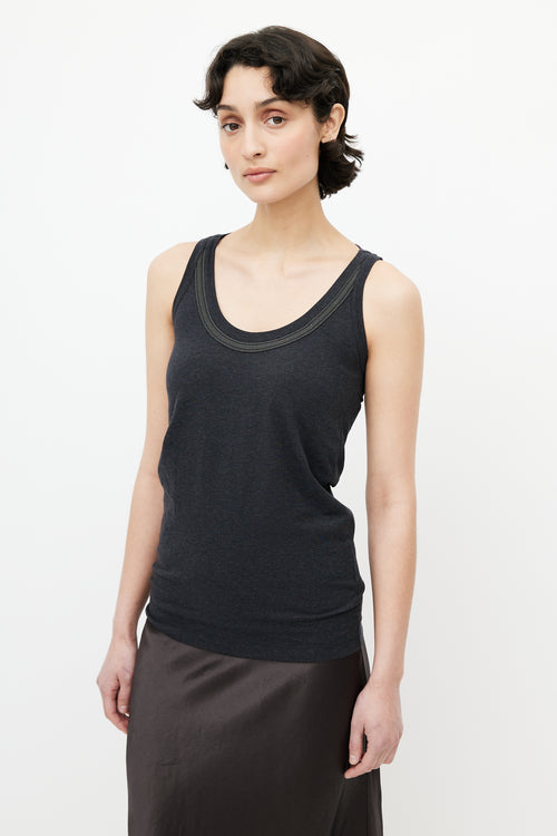 Brunello Cucinelli Grey Monili Knit Tank