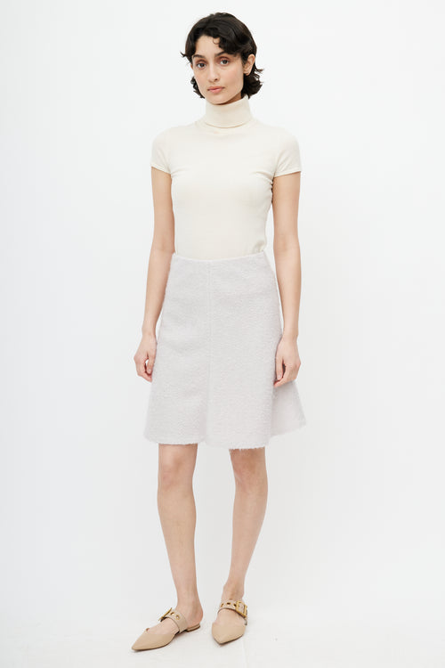 Brunello Cucinelli White Wool Boucle Skirt