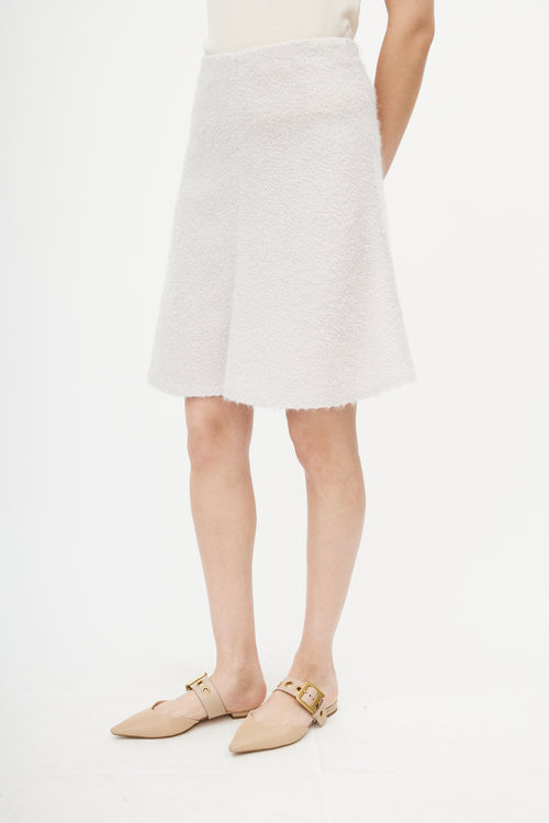 Brunello Cucinelli White Wool Boucle Skirt