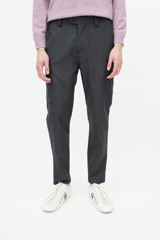 Brunello Cucinelli Grey Wool Cargo Trouser