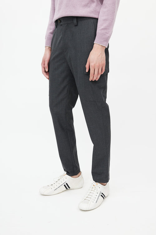 Brunello Cucinelli Grey Wool Cargo Trouser