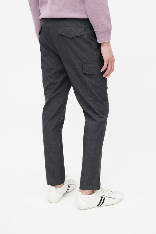 Brunello Cucinelli Grey Wool Cargo Trouser