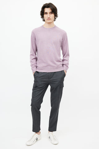 Brunello Cucinelli Purple Cashmere Crew Neck Sweater