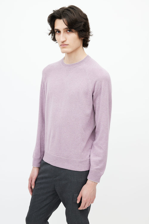 Brunello Cucinelli Purple Cashmere Crew Neck Sweater