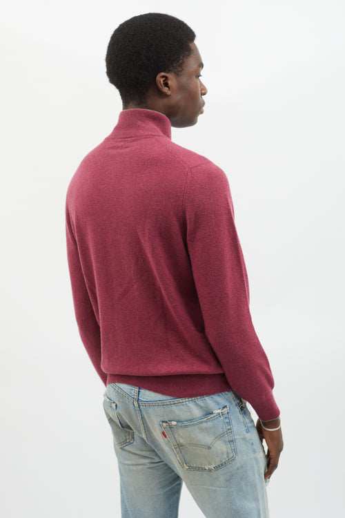 Brunello Cucinelli Red Half-Zip Cashmere Sweater