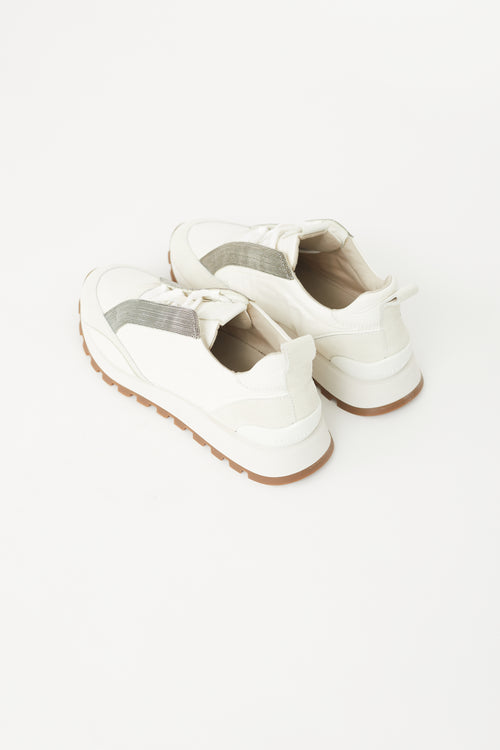 Brunello Cucinelli White Nylon Monili Sneaker