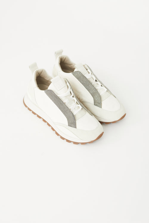 Brunello Cucinelli White Nylon Monili Sneaker