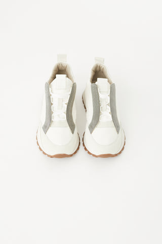 Brunello Cucinelli White Nylon Monili Sneaker