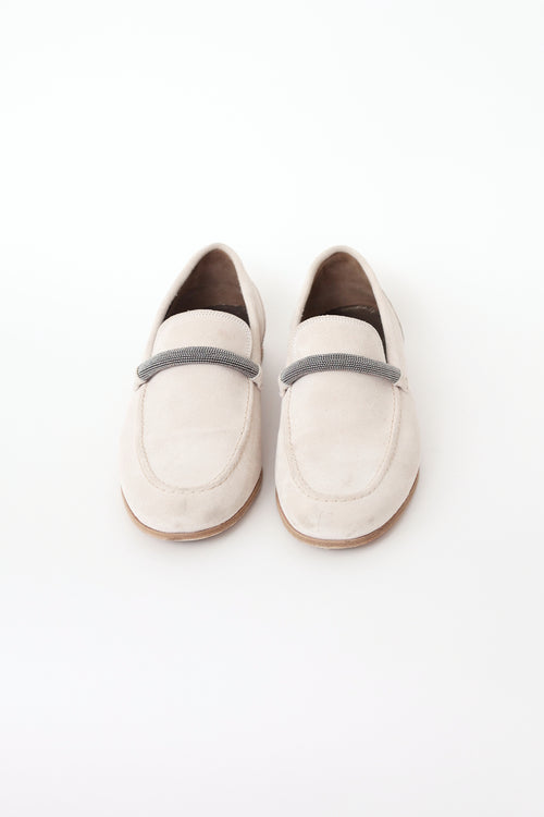 Brunello Cucinelli Cream Suede Loafer