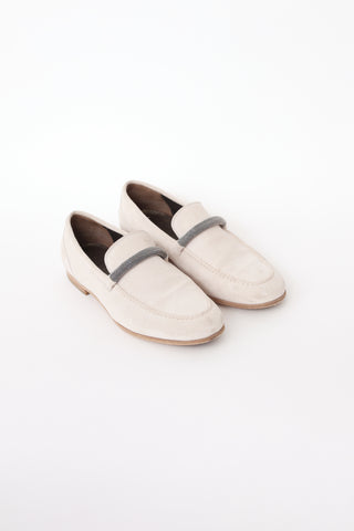 Brunello Cucinelli Cream Suede Loafer