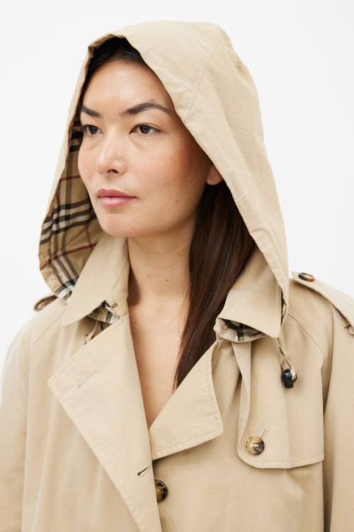 Burberry Beige Hooded Trench Coat