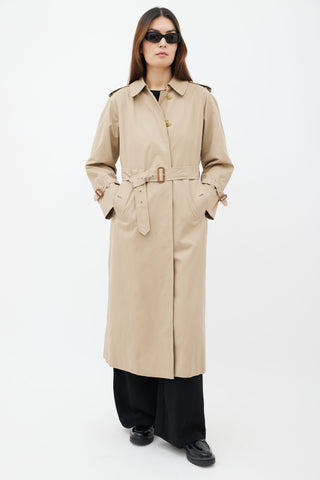 Burberry Beige Khaki Cotton Belted Trench Coat