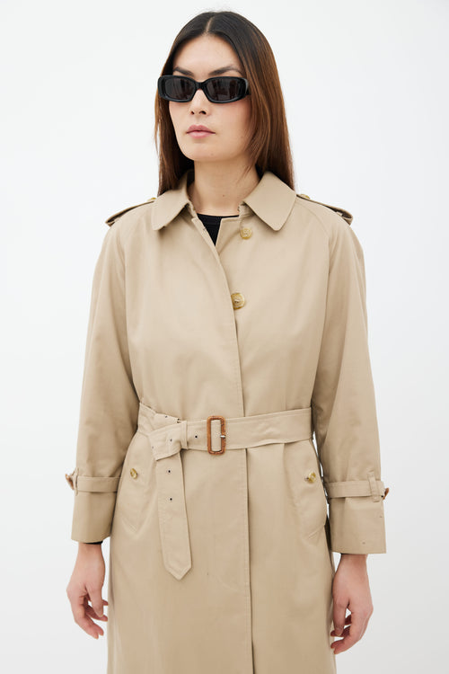 Burberry Beige Khaki Cotton Belted Trench Coat