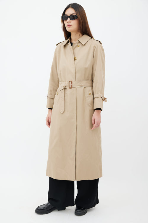 Burberry Beige Khaki Cotton Belted Trench Coat