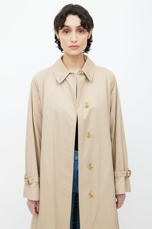 Burberry Beige Signature Check Lined Trench Coat