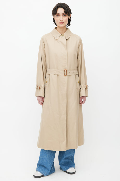 Burberry Beige Signature Check Lined Trench Coat