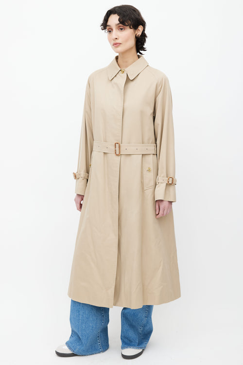 Burberry Beige Signature Check Lined Trench Coat