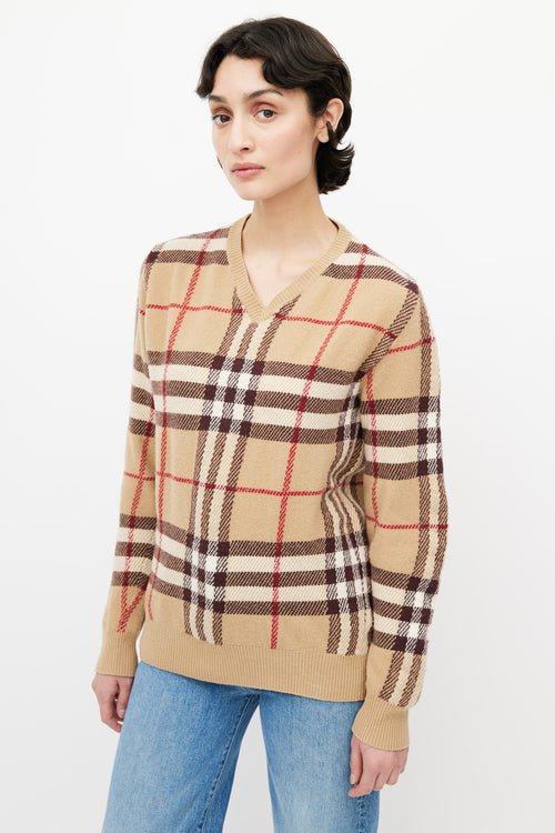 Burberry Beige Nova Check Knit Sweater