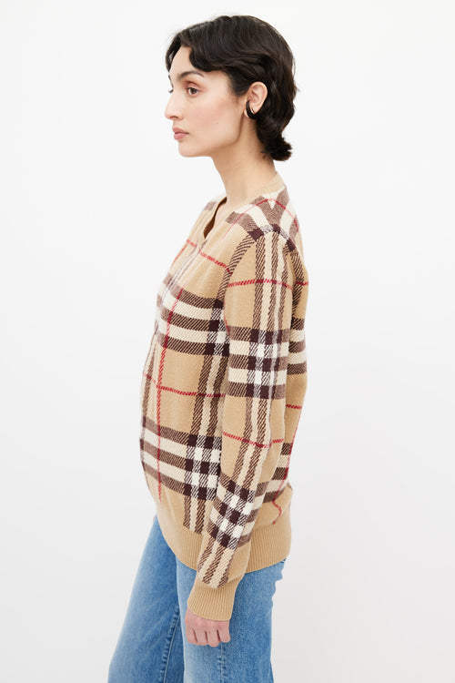 Burberry Beige Nova Check Knit Sweater