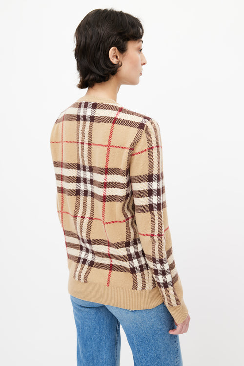 Burberry Beige Nova Check Knit Sweater