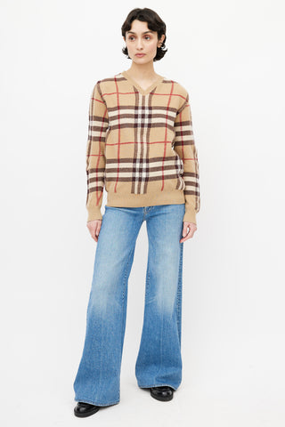 Burberry Beige Nova Check Knit Sweater