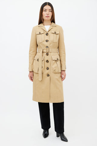 Burberry Beige Tailored Belted Coat