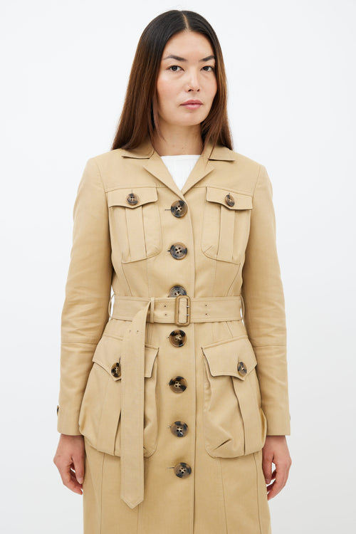 Burberry Beige Tailored Belted Coat