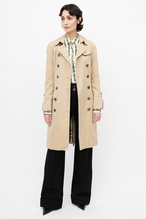 Burberry Beige Zipper Trench Coat