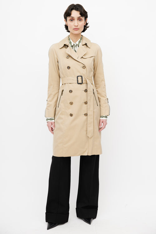 Burberry Beige Zipper Trench Coat