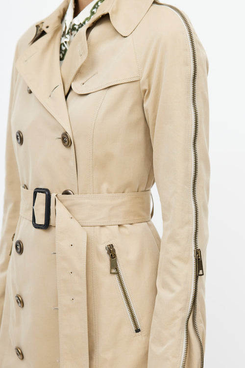 Burberry Beige Zipper Trench Coat