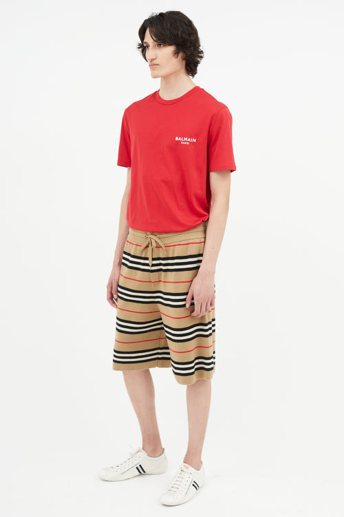 Burberry Beige Nova Stripe Knit Shorts