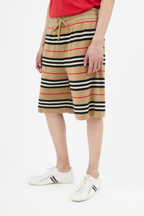 Burberry Beige Nova Stripe Knit Shorts