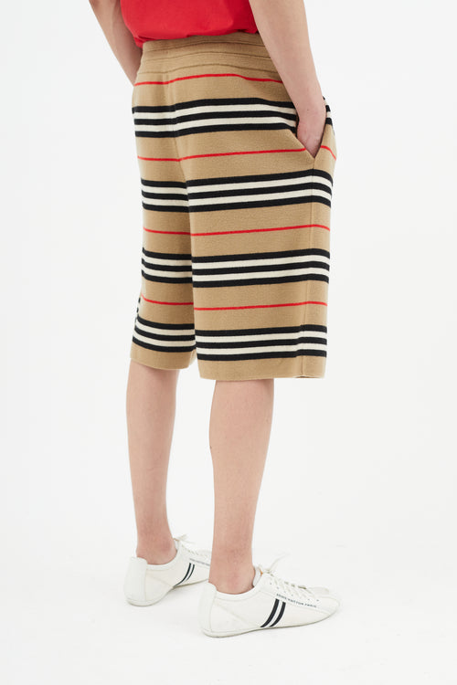 Burberry Beige Nova Stripe Knit Shorts