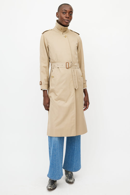 Burberry Beige Wool Lined Belted Trench Coat